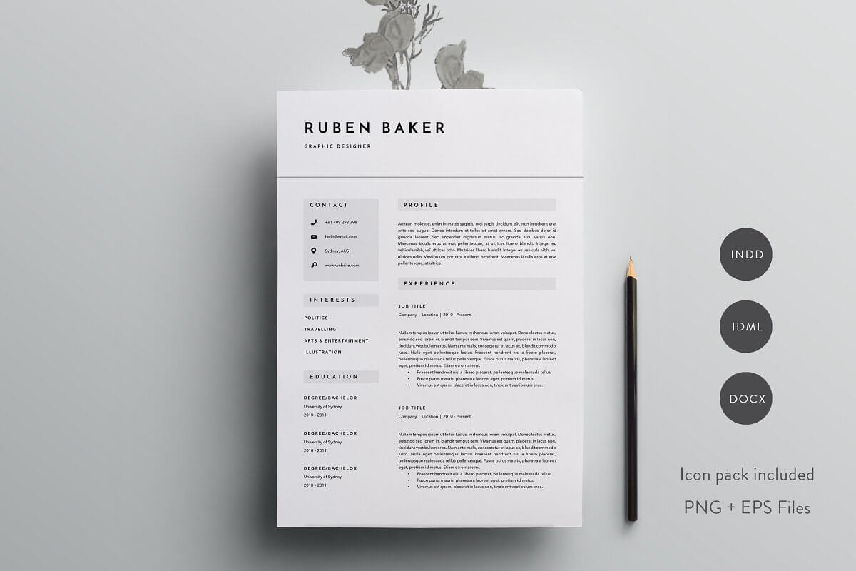 3 Page Resume Template INDD DOCX