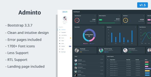 Adminto Responsive Admin Dashboard