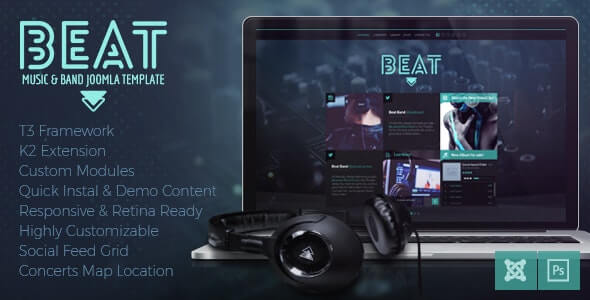Beat One Page Music Joomla Template