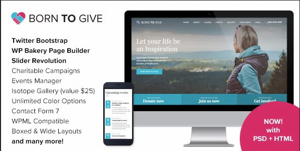 Born To Give Charity Crowdfunding Responsive