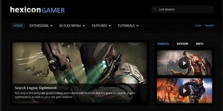 Hexicon Gamer Joomla Club Template