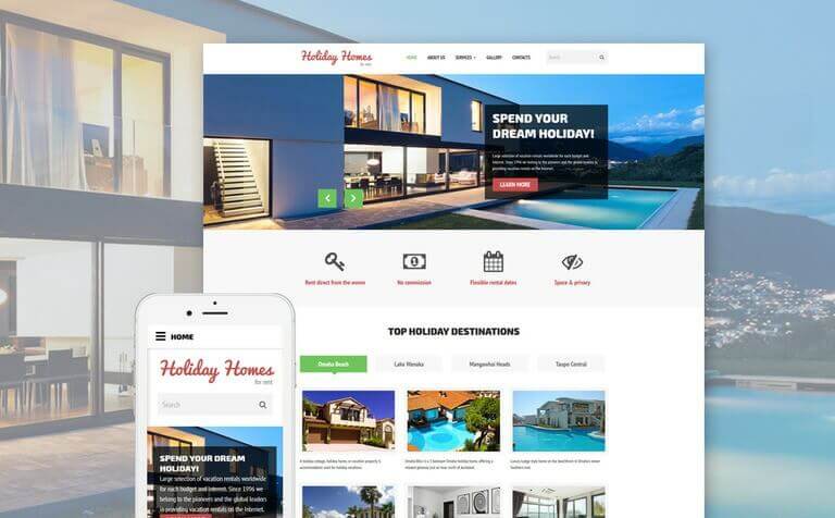 Holiday Homes for Rent Website Template