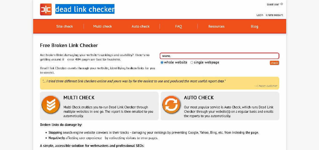 Overview.Dead link checker