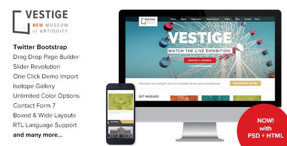 Vestige Museum Responsive WordPress Theme