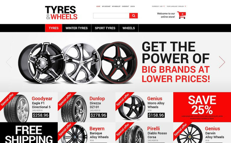 Wheels and Tyres Magento Theme