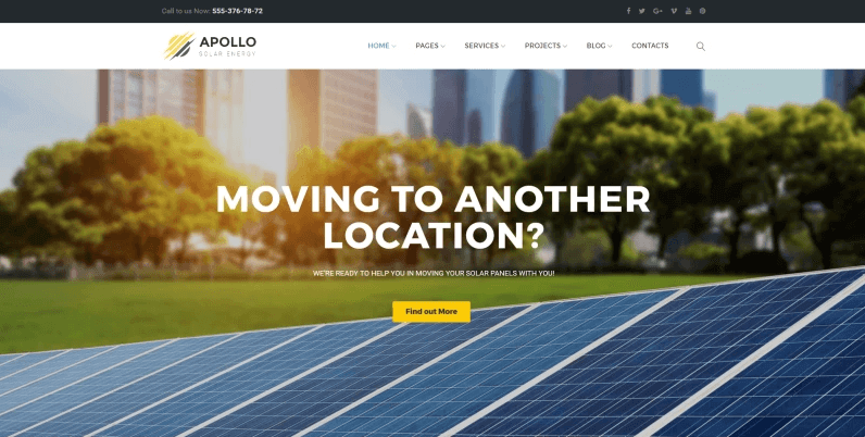 Apollo Solar Energy Company Responsive WordPress Theme