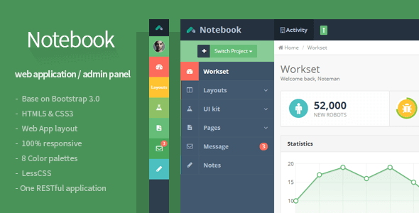 Notebook Web App and Admin Template