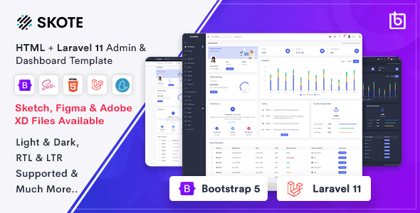 Skote Laravel 11 Admin Dashboard Template