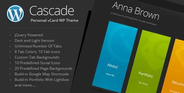 Cascade Personal vCard WordPress Theme